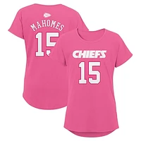 Girls Youth Patrick Mahomes Pink Kansas City Chiefs Player Name & Number T-Shirt