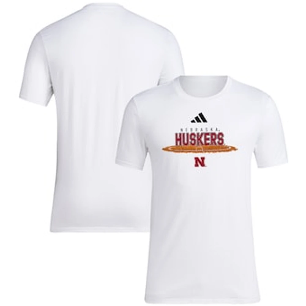 Men's adidas White Nebraska Huskers Softball Pitcher's Circle T-Shirt