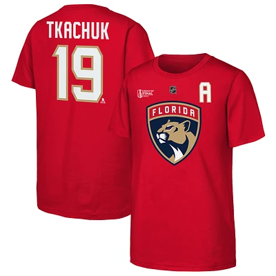 Youth Matthew Tkachuk Red Florida Panthers 2024 Stanley Cup Final Name & Number T-Shirt