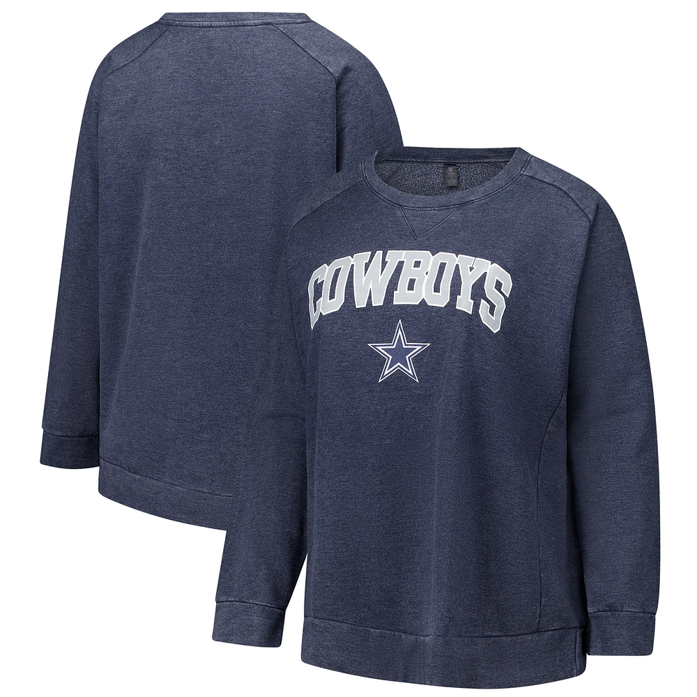 Women's Fanatics  Navy Dallas Cowboys Acid Wash Raglan Pullover Sweatshirt