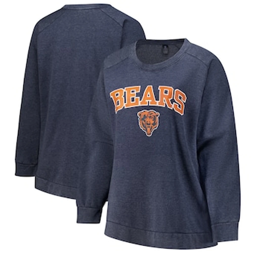 Women's Fanatics  Navy Chicago Bears Acid Wash Raglan Pullover Sweatshirt