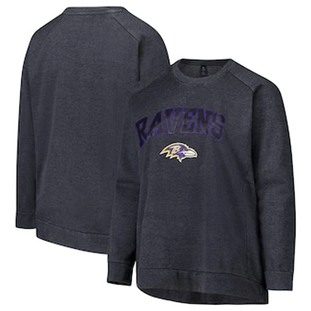 Women's Fanatics  Charcoal Baltimore Ravens Acid Wash Raglan Pullover Sweatshirt