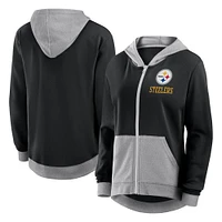 Women's Fanatics  Black Pittsburgh Steelers Hit It Full-Zip Hoodie