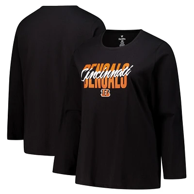 Women's Fanatics Black Cincinnati Bengals Long Sleeve Scoop Neck T-Shirt