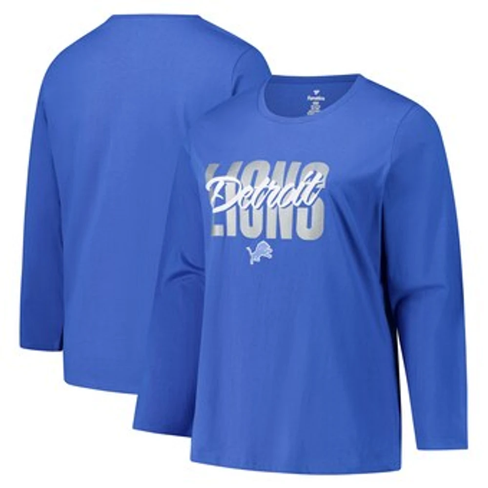 Women's Fanatics Blue Detroit Lions Long Sleeve Scoop Neck T-Shirt