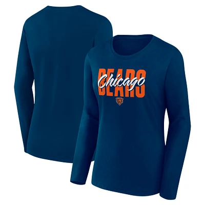 Women's Fanatics Navy Chicago Bears Long Sleeve Scoop Neck T-Shirt