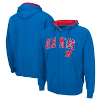 Men's Colosseum Navy Ole Miss Rebels Arch & Logo 3.0 Full-Zip Hoodie