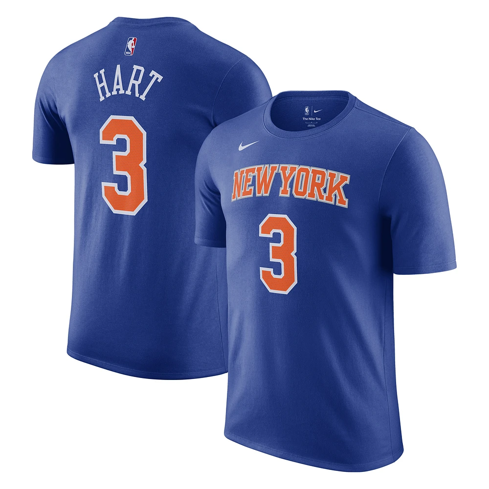 Men's Nike Josh Hart Blue New York Knicks Icon Edition Name & Number T-Shirt