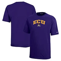 Youth Champion Purple ECU Pirates Arch Over Logo T-Shirt