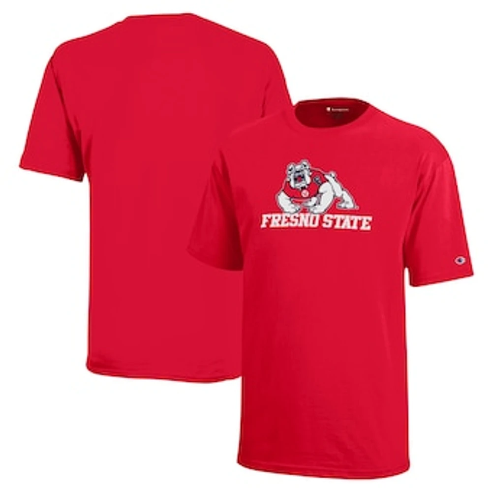 Youth Champion Red Fresno State Bulldogs Arch Over Logo T-Shirt