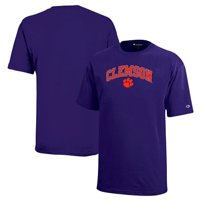 Youth Champion Purple Clemson Tigers Arch Over Logo T-Shirt