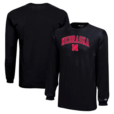 Youth Champion Black Nebraska Huskers Arch Over Logo Long Sleeve T-Shirt