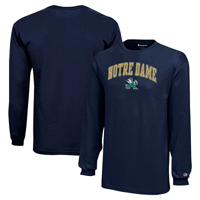 Youth Champion Navy Notre Dame Fighting Irish Arch Over Logo Long Sleeve T-Shirt