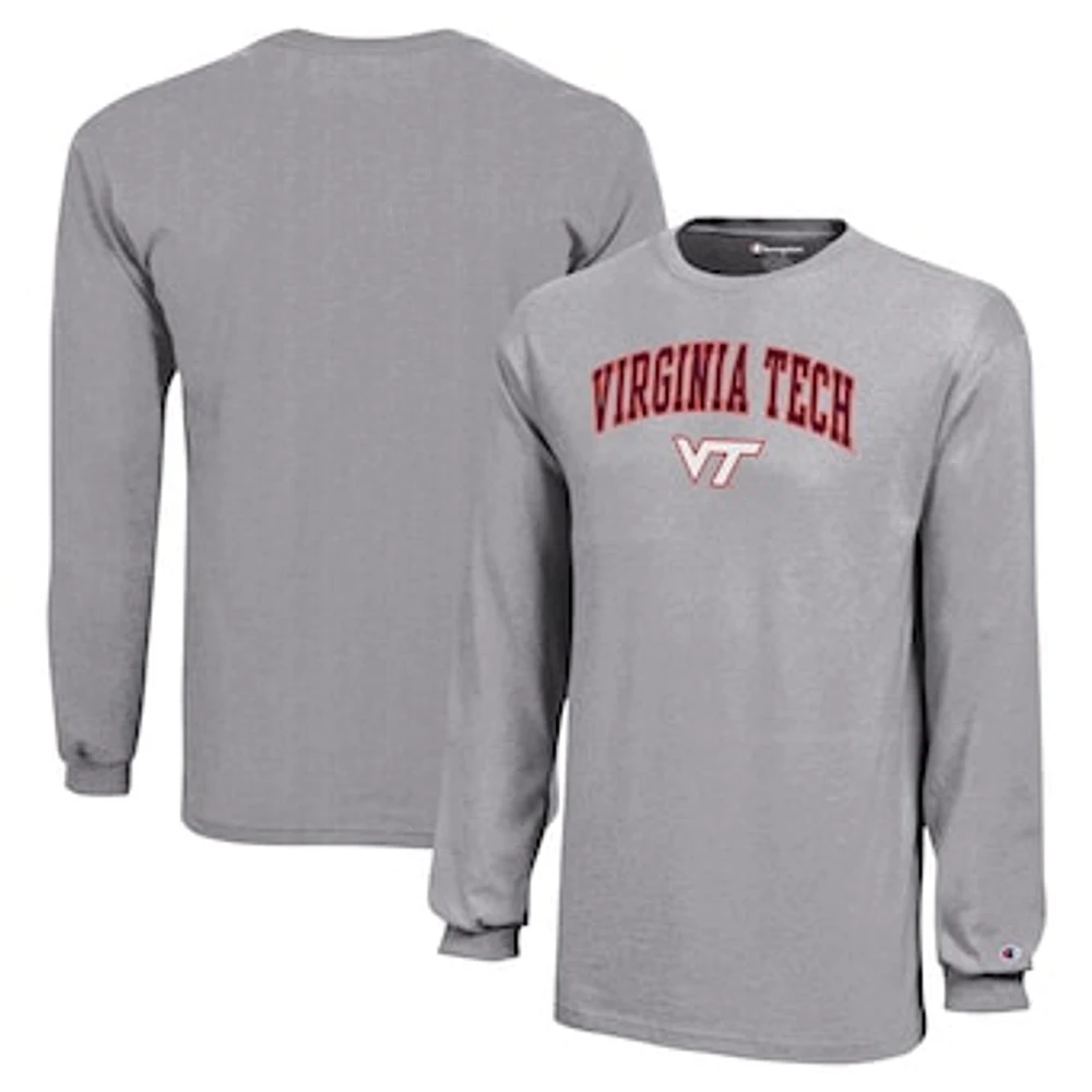 Youth Champion Gray Virginia Tech Hokies Arch Over Logo Long Sleeve T-Shirt