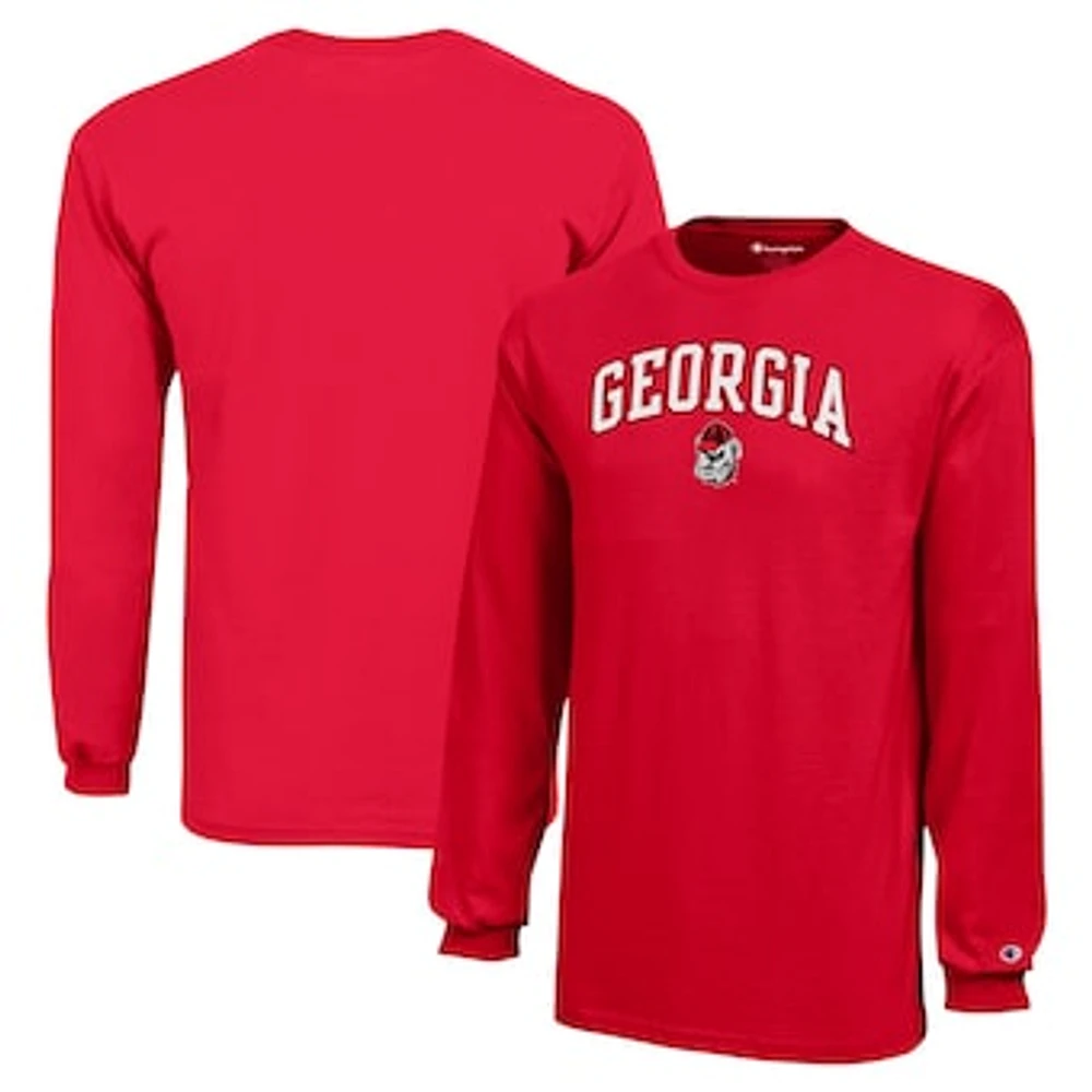 Youth Champion Red Georgia Bulldogs Arch Over Logo Long Sleeve T-Shirt