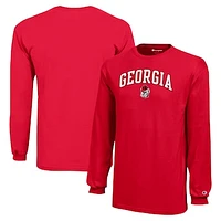 Youth Champion Red Georgia Bulldogs Arch Over Logo Long Sleeve T-Shirt