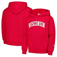 Youth Champion Red Wisconsin Badgers Basic Arch Hoodie