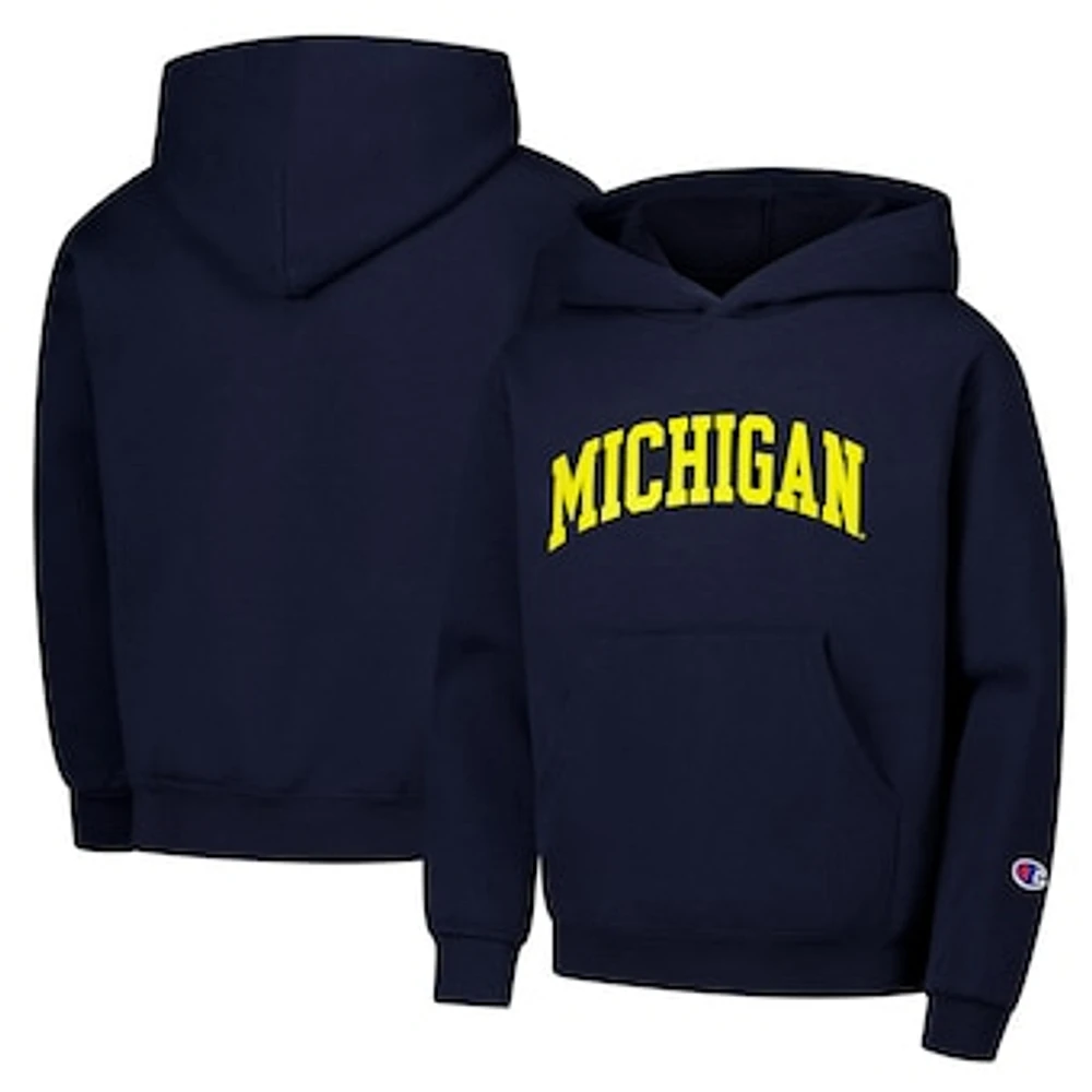 Youth Champion Navy Michigan Wolverines Basic Arch Hoodie