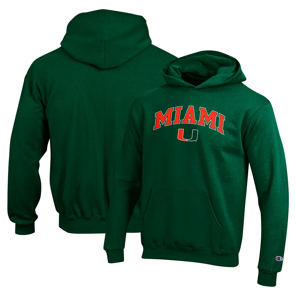 Youth Champion Green Miami Hurricanes Campus Pullover Hoodie