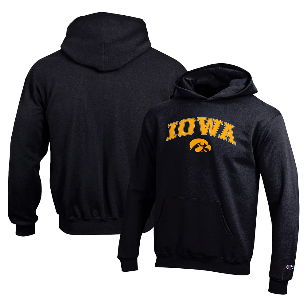 Youth Champion Black Iowa Hawkeyes Campus Pullover Hoodie