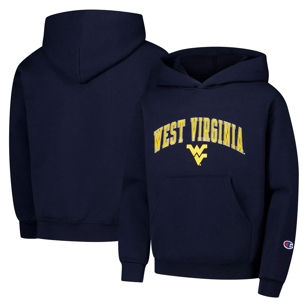 Youth Champion Navy West Virginia Mountaineers Campus Pullover Hoodie