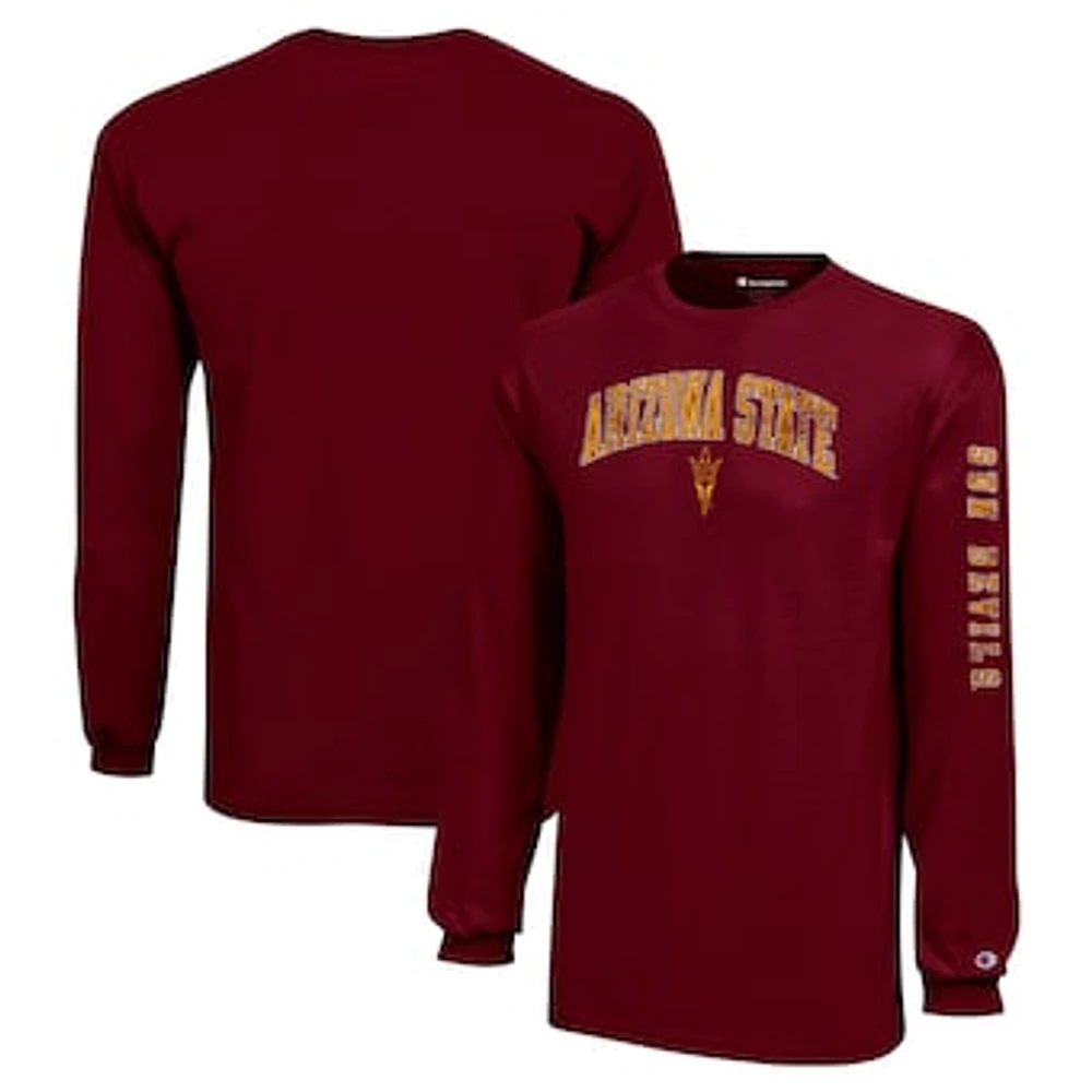 Youth Champion Maroon Arizona State Sun Devils Distressed Arch Over Logo Long Sleeve T-Shirt