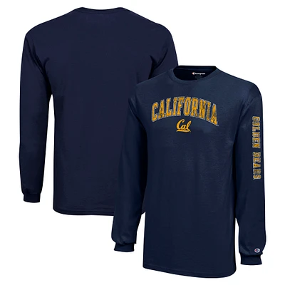 Youth Champion Navy Cal Bears Distressed Arch Over Logo Long Sleeve T-Shirt