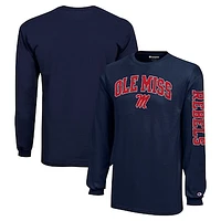 Youth Champion Navy Ole Miss Rebels Distressed Arch Over Logo Long Sleeve T-Shirt