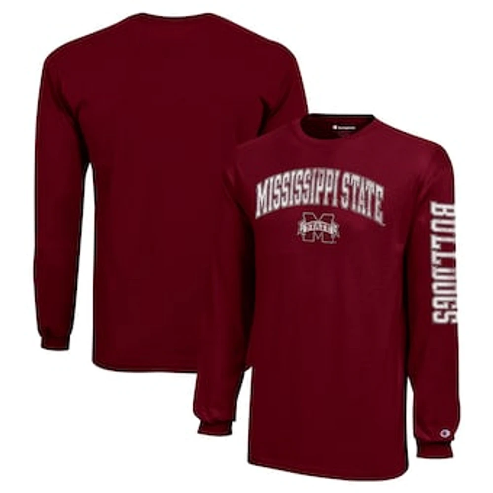 Youth Champion Maroon Mississippi State Bulldogs Distressed Arch Over Logo Long Sleeve T-Shirt