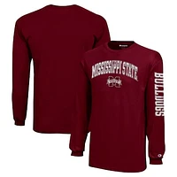 Youth Champion Maroon Mississippi State Bulldogs Distressed Arch Over Logo Long Sleeve T-Shirt