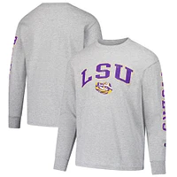 Youth Champion Gray LSU Tigers Distressed Arch Over Logo Long Sleeve T-Shirt