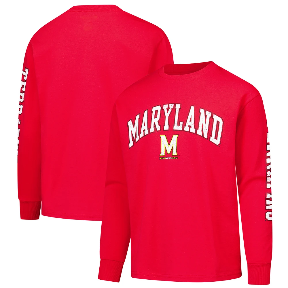 Youth Champion Red Maryland Terrapins Distressed Arch Over Logo Long Sleeve T-Shirt