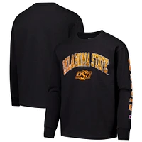 Youth Champion Black Oklahoma State Cowboys Distressed Arch Over Logo Long Sleeve T-Shirt