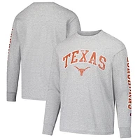 Youth Champion Gray Texas Longhorns Distressed Arch Over Logo Long Sleeve T-Shirt