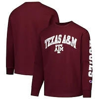 Youth Champion Maroon Texas A&M Aggies Distressed Arch Over Logo Long Sleeve T-Shirt