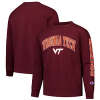 Youth Champion Maroon Virginia Tech Hokies Distressed Arch Over Logo Long Sleeve T-Shirt