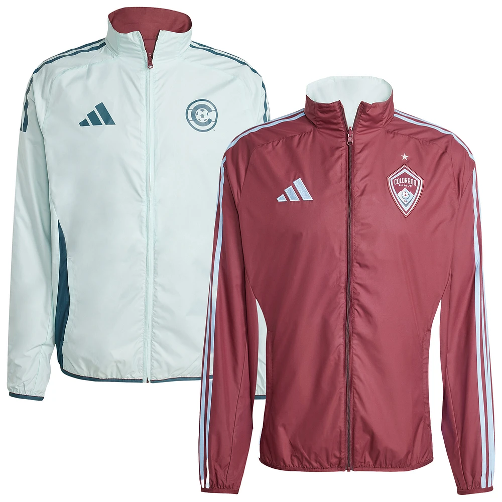 Men's adidas Burgundy/Sky Blue Colorado Rapids 2025 Anthem Reversible Full-Zip Jacket