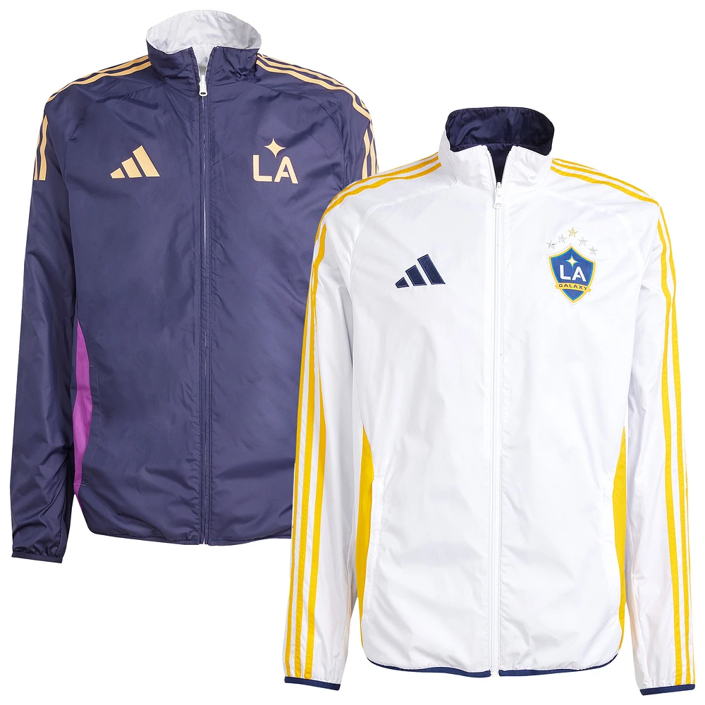 Men's adidas White/Navy LA Galaxy 2025 Anthem Reversible Full-Zip Jacket