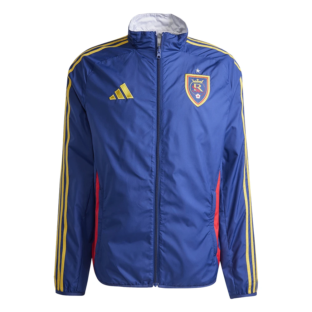 Men's adidas Blue/White Real Salt Lake 2025 Anthem Reversible Full-Zip Jacket