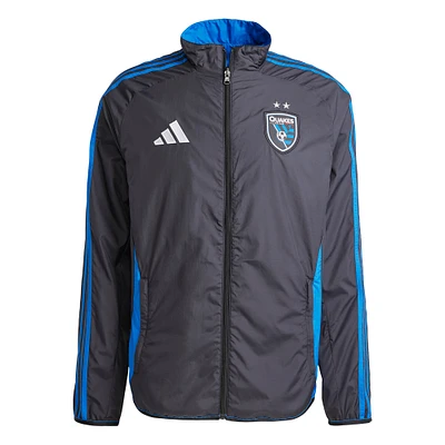 Men's adidas Black/Blue San Jose Earthquakes 2025 Anthem Reversible Full-Zip Jacket