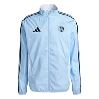 Men's adidas Sky Blue/White Sporting Kansas City 2025 Anthem Reversible Full-Zip Jacket