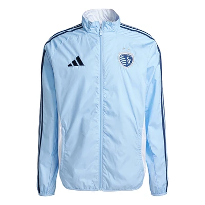 Men's adidas Sky Blue/White Sporting Kansas City 2025 Anthem Reversible Full-Zip Jacket