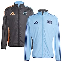 Men's adidas Sky Blue/Black New York City FC 2025 Anthem Reversible Full-Zip Jacket