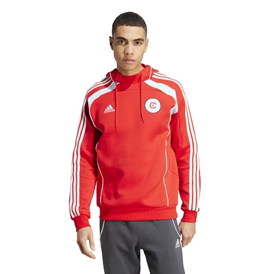 Men's adidas Red Chicago Fire 2025 Travel Pullover Hoodie