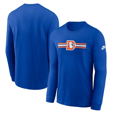 Men's Nike Royal Denver Broncos Throwback Essential Long Sleeve T-Shirt