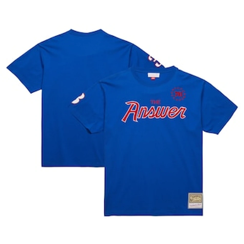 Men's Mitchell & Ness Allen Iverson Royal Philadelphia 76ers Premium Nickname T-Shirt