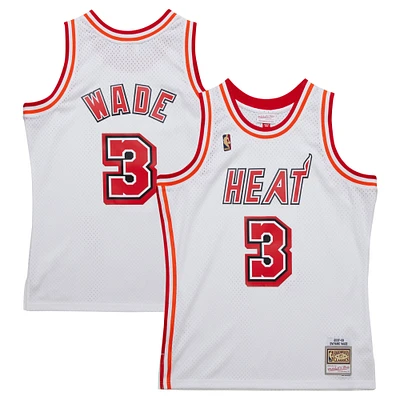 Men's Mitchell & Ness Dwyane Wade White Miami Heat 2007/08 Hardwood Classics Swingman Jersey