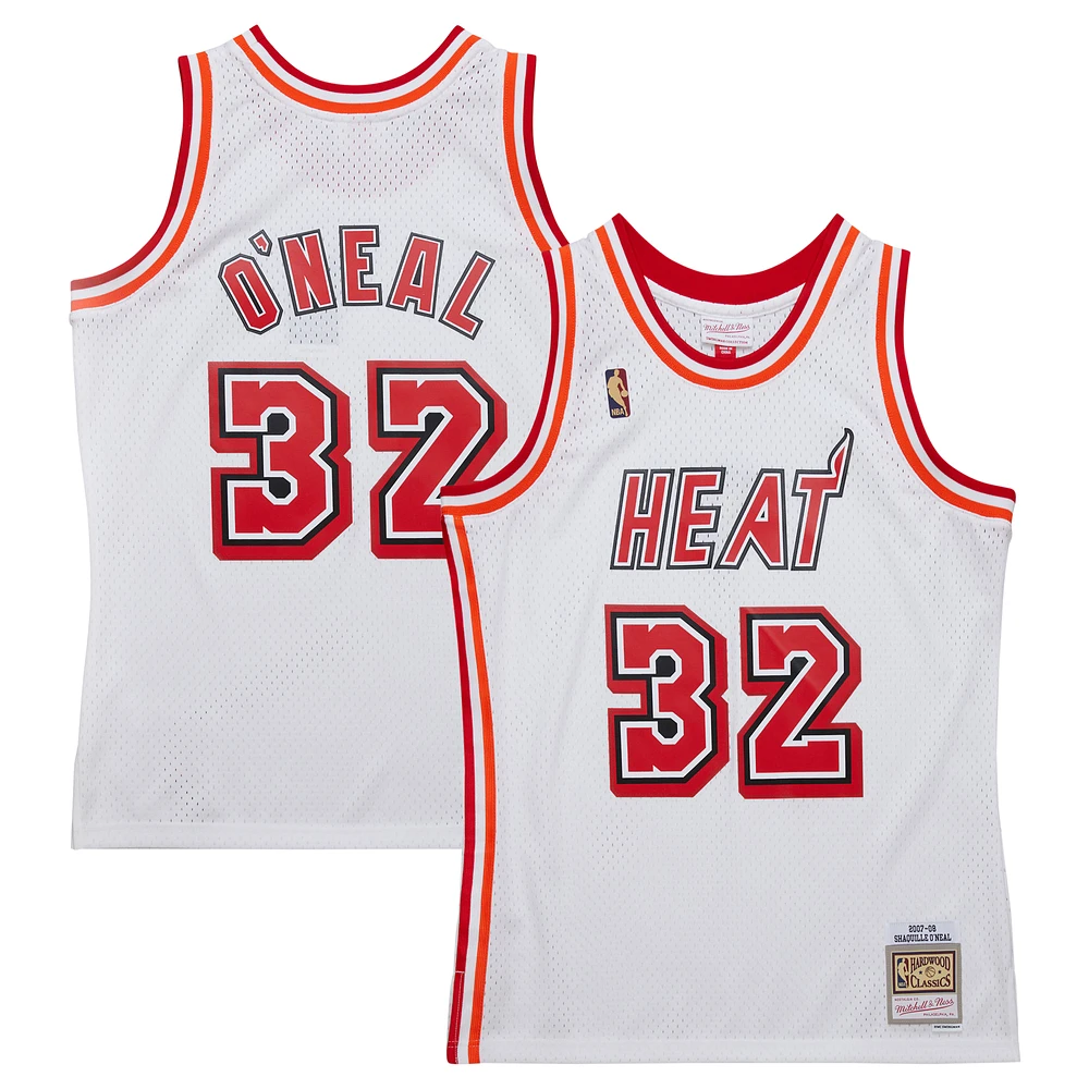 Men's Mitchell & Ness Shaquille O'Neal White Miami Heat 2007/08 Hardwood Classics Swingman Jersey