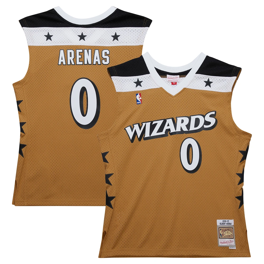 Men's Mitchell & Ness Gilbert Arenas Gold Washington Wizards 2006/07 Hardwood Classics Swingman Jersey