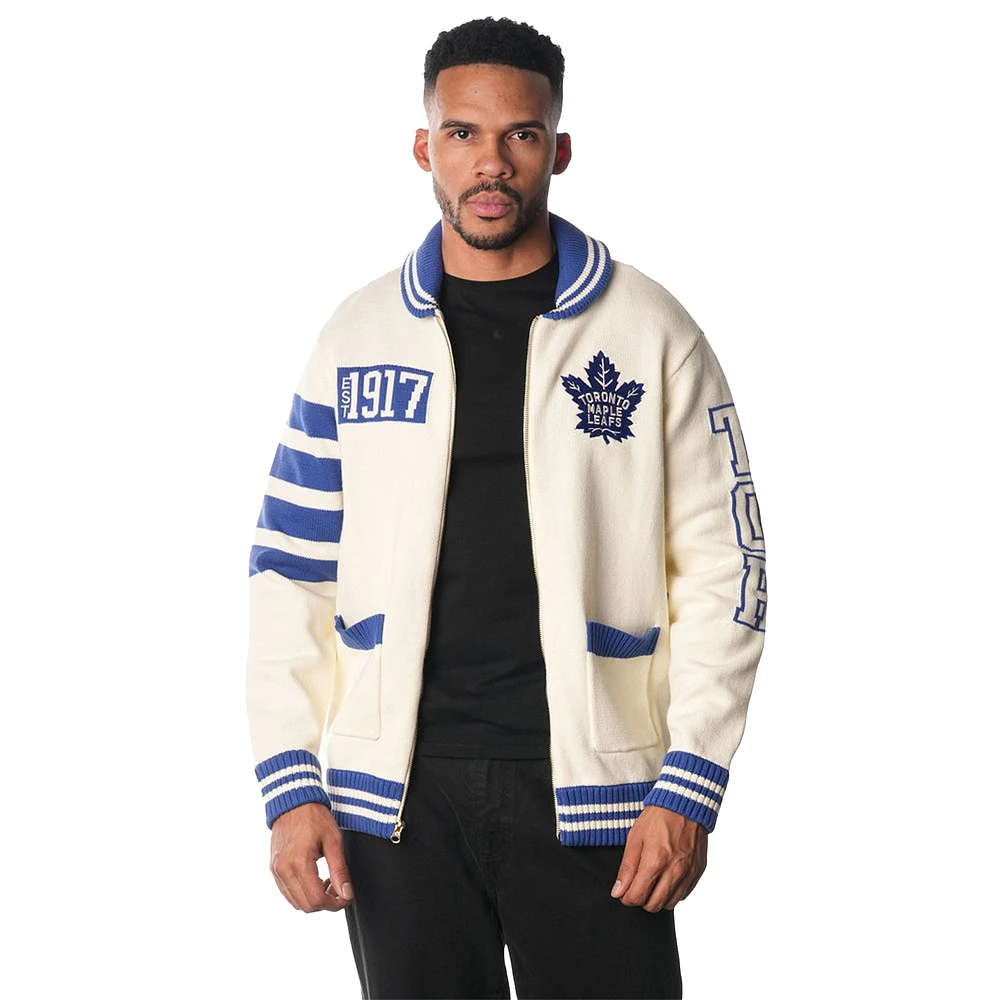 Unisex The Wild Collective  Cream Toronto Maple Leafs Jacquard Full-Zip Cardigan